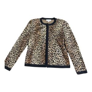 Vintage ST John collection Leopard Print sparkly Cardigan size 8